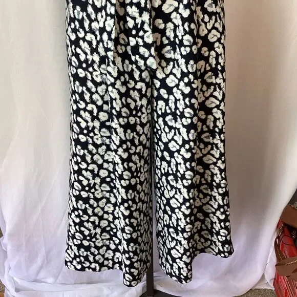 Banana Republic Wide Leg Cropped Jumpsuit Women’s 6 Navy Blue White Square Neckl - Picture 6 of 12